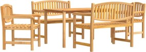 vidaXL Set masă pentru grădină, lemn masiv de tec, 5 piese