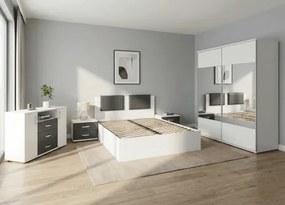 Dormitor Laguna cu pat 160x200 cu lada Alb cu Gri