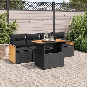 3327653 vidaXL Set mobilier de grădină cu perne, 5 piese,poliratan/lemn acacia