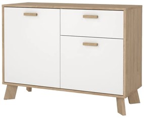 Comodă albă-în culoare naturală cu aspect de lemn de stejar 99x73x39 cm Ikast – Tvilum