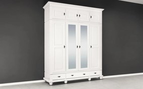 Dulap lemn masiv alb Înalt Arlo, 197 × 58 × 240 cm