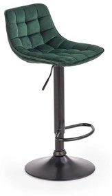 Scaun de bar cu picior negru MALIBU VELVET, verde