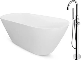 Pachet cada freestanding Besco Moya 170x72 cm alb si baterie cada Omnires Y crom