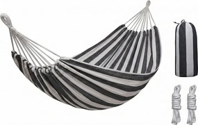 Hamac ZENVIO 200x80 cm, gri-alb + geanta gratuita