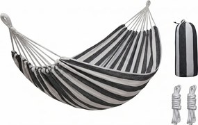 Hamac ZENVIO 200x80 cm, gri-alb + geanta gratuita
