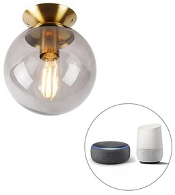 Plafoniera inteligentă din alamă cu sticlă fumurie incl. Wifi ST64 - Pallon