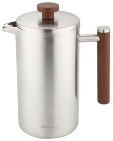 Presă franceză pentru cafea / ceai Kinghoff KH 1995, 1 l, Oțel inoxidabil, Pereți dubli, Inox