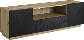 Comodă TV Asha 167 cm cu sertar și nișă - artisan / negru mat