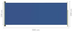 Copertina laterala retractabila de terasa, albastru, 200x500 cm Albastru, 200 x 500 cm