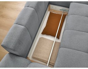 Colțar gri închis extensibil/cu spațiu de depozitare cu tapițerie din chenille (cu colț pe partea dreaptă/cu șezlong) Everest – Bobochic Paris