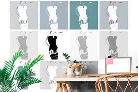 Tapet pop art farmecul femeii în gri