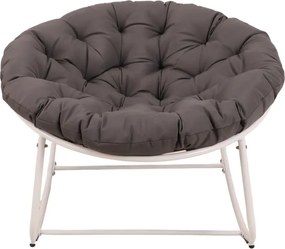 Scaun Balansoar tip Ou, Șezlong din ratan PE, cadru metalic, pernă căptușită, pentru exterior si interior, Gri