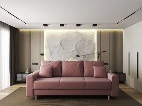 Canapea extensibilă dumonde cu ladă de depozitare si sezut confortabil din spuma high-density, Kronos Royal Roz 210x100 cm