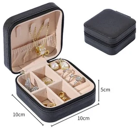 Organizator de bijuterii călătorie negru cu fermoar 10x10x5 cm
