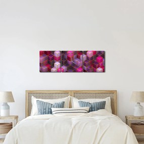 Tablou - Cuburi violet (cu ceas) (90x30 cm)