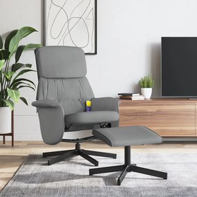 vidaXL Fotoliu de masaj rabatabil cu taburet, gri deschis, textil