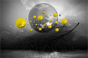 Tabloul - bile abstracte galbene (90x60 cm)