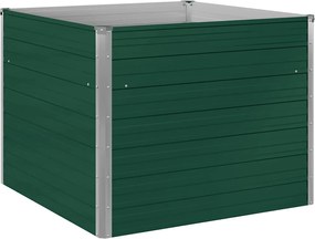 vidaXL Strat înălțat de grădină, verde, 100x100x77 cm, oțel galvanizat