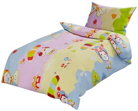 Lenjerii din bumbac pentru patut Culoare albastru, ANIMALE CU PARAPANTA