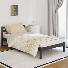 810422 vidaXL Cadru de pat, gri, 100x200 cm, lemn masiv de pin