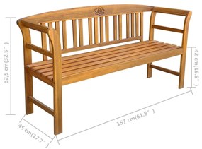 Banca de gradina cu perna, 157 cm, lemn masiv de acacia 1, Bordo, 157 cm, 1