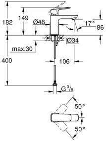 Baterie lavoar Grohe Cubeo, fara ventil, marime S, negru mat