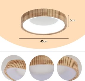 Brilagi - Plafonieră LED FALCON WOOD MODERN, 30W, 230V, Ø45 cm, corp din lemn