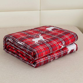 Cuvertura de pat DEER AND PLAID rosu Dimensiune: 170 x 210 cm