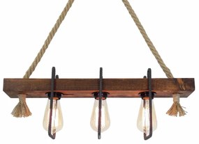 Lustră suspendată pe cablu KUTUK 3xE27/40W/230V, lemn de pin