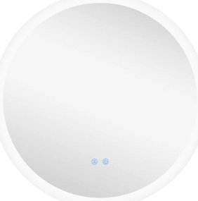 kleankin Oglindă de Baie cu Lumină LED Reglabilă, Întrerupător Tactil, și Funcție de Memorie, Ø60x3 cm, Transparent | Aosom Romania