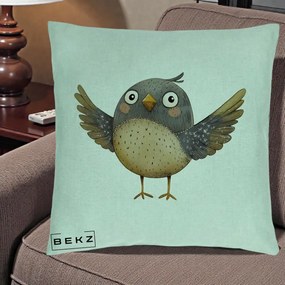 Perna Decorativa Pasare cu Aripi Intinse, 40x40 cm, Verde Menta, Husa Detasabila, Perna Inclusa, BEKZ®