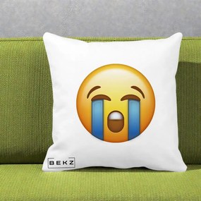 Perna Decorativa Emoji Plange, 40x40 cm, Alba Mata, Husa Detasabila, Perna Inclusa, BEKZ®