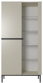 Vitrina Nicole 100 cm cu fata canelata - cashmir / picioare negre