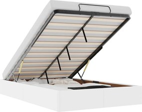 vidaXL Cadru de pat otoman fără saltea Alb 120x190cm piele artificială