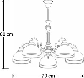 Brilagi - Lustră pe tijă TAURUS 5xE27/15W/230V diam. 70 cm bronz