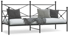 vidaXL Pat de zi fără saltea Negru 75x190 cm Oțel