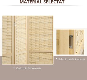 HOMCOM Separator de Cameră din Lemn și Bambus, Paravan Pliabil, Design Modern pentru Acasă și Birou | Aosom Romania