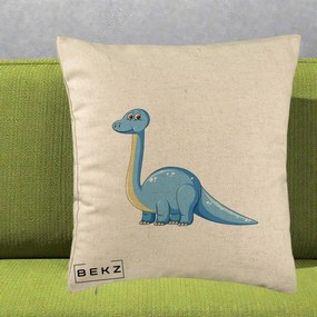 Perna Personalizata Brontosaur Albastru, 40x40 cm, Bej, Husa Detasabila, Perna Inclusa, BEKZ®