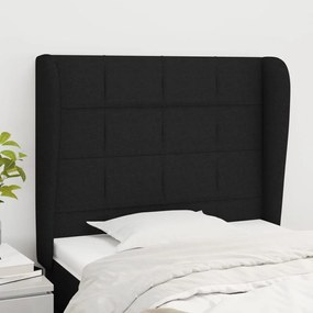 3117948 vidaXL Tăblie de pat cu aripioare, negru, 103x23x118/128 cm, textil