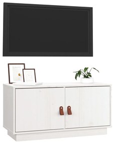 Comoda TV, alb, 80x34x40 cm, lemn masiv de pin 1, Alb