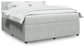 vidaXL Pat box spring cu saltea, gri deschis, 180x200 cm, catifea