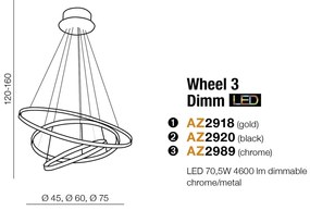 Lustra LED dimabila design modern Wheel 3 neagra