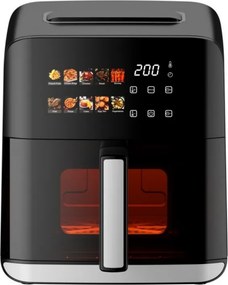 Friteuza cu aer cald Oliver Voltz OV51980CE, 1800 W, 4 L, 80-200°C, 10 programe, Timer, Fereastra, LED, Negru