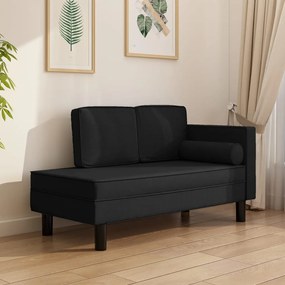 355020 vidaXL Șezlong cu perne și pernuță cilindrică negru material textil