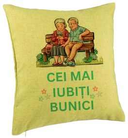 Perna Decorativa pentru Bunici 9, 40x40 cm, Verde, Husa Detasabila, Burduf