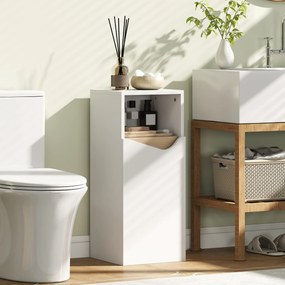 HOMCOM Dulăpior pentru Baie Îngust cu Ușă Amortizată și Raft Deschis, Mobilier Compact cu Rafturi Reglabile, pentru Bucătărie, Sufragerie sau Baie, 30x30x71,5 cm, Alb și Lemn Natur | Aosom Romania