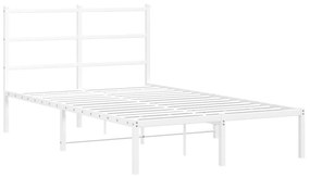 355411 vidaXL Cadru de pat metalic cu tăblie, alb, 120x190 cm