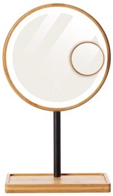 Lanaform - Oglindă cosmetică cu iluminare LED reglabilă, 5V USB, cadru din bambus
