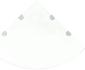 Rafturi de colt cu suporturi de crom, 2 buc., 45x45 cm, sticla 2, Transparent, 45 x 45 cm