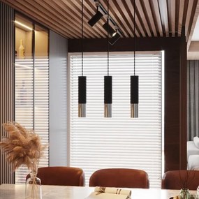 Lustră pe cablu LOOPEZ 1xGU10/40W/230V neagră/crom Sollux SL.0940